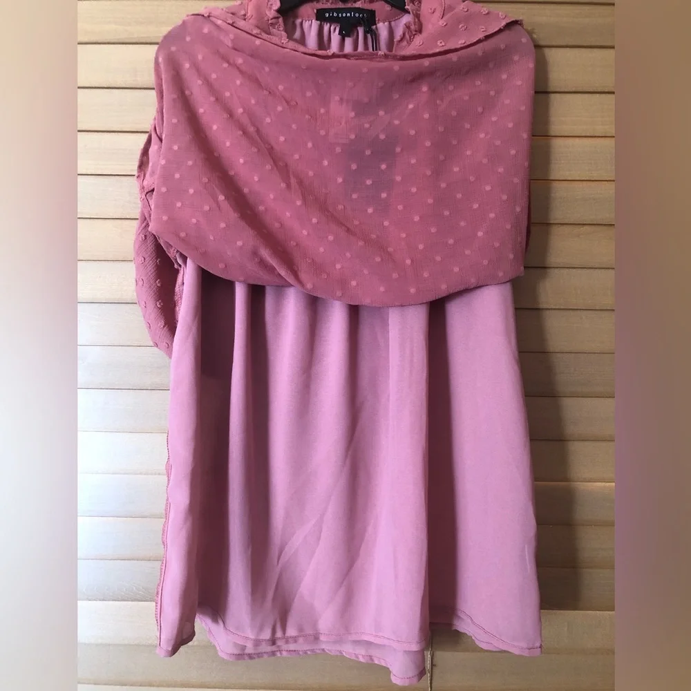 GIBSONLOOK NWT SALMON COLOR BLOUSE WITH LINING , SHORT SLEEVES SIZE LARGE - Picture 4 of 7